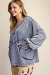 WASHED V-NECK SWEATSHIRT