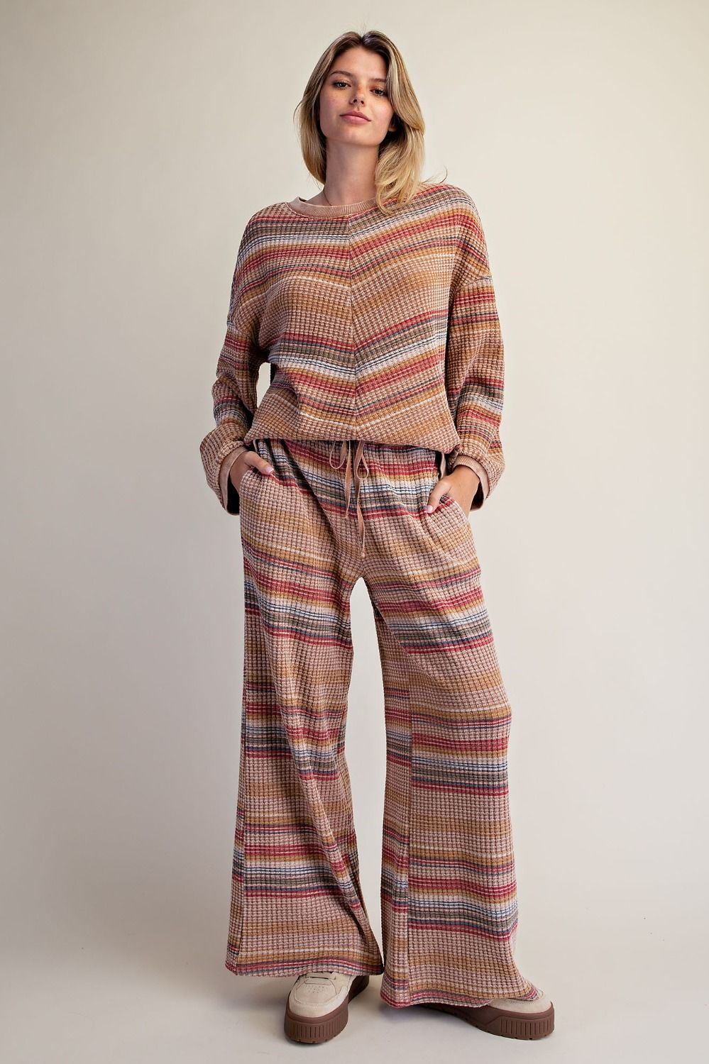 STRIPED THERMAL WASHED LOUNGEPANTS