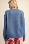 FADED NAVY FLORAL EMBROIDERED SWEATER