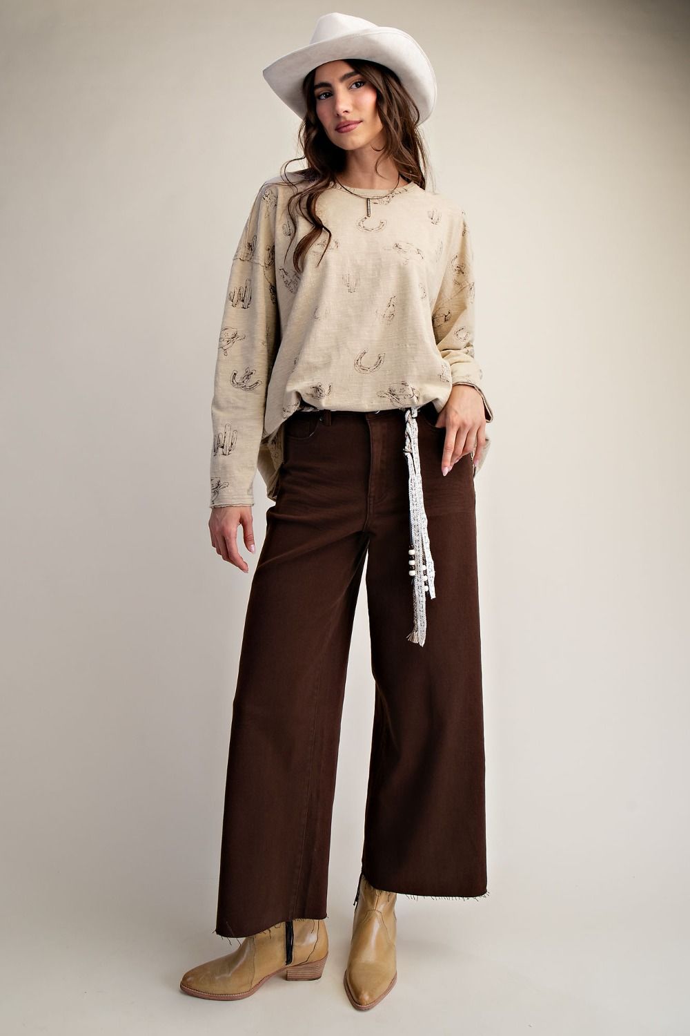 WESTERN PRINTED COTTON SLUB LONG SLEEVED SHIRT