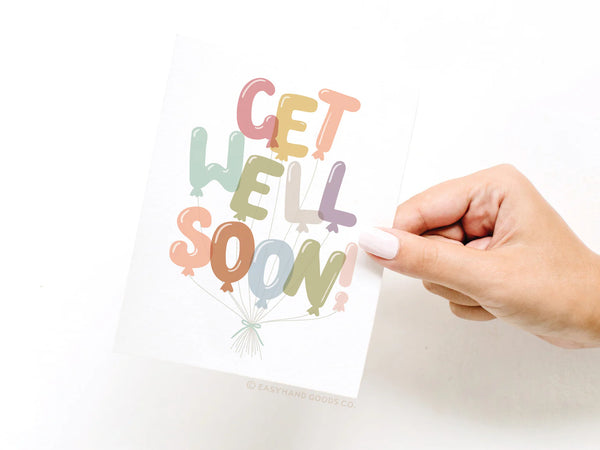 GET WELL SOON BALLOONS GREETING CARD