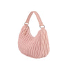 ECOSTITCH NYLON PUFFY QUILTED HOBO SHOULDER BAG: BLACK