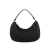 Black quilted hobo shoulder bag with a zip top closure and silver-tone color hardware