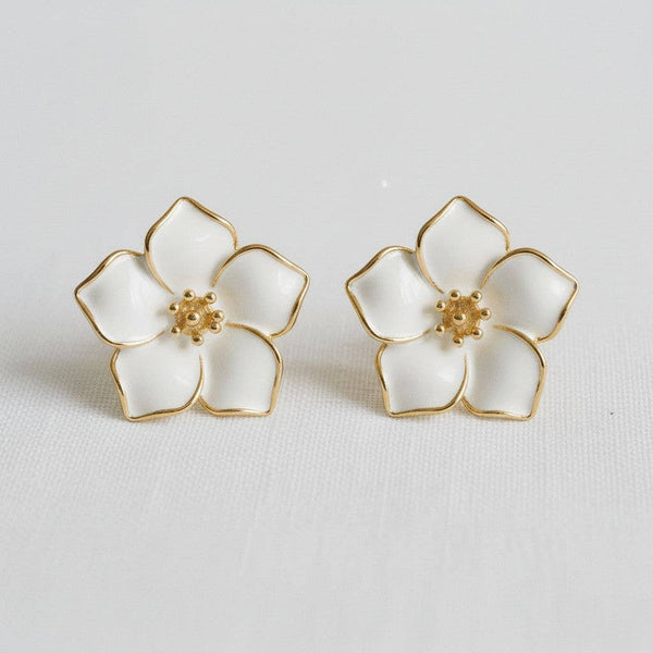 VINTAGE INSPIRED ENAMEL CAMELLIA STUD EARRINGS