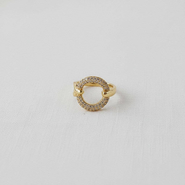 ARTISTIC GEOMETRIC ADJUSTABLE RING WITH DAZZLING STONES