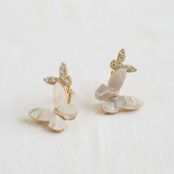 ELEGANT BUTTERFLY SHELL DROP EARRINGS