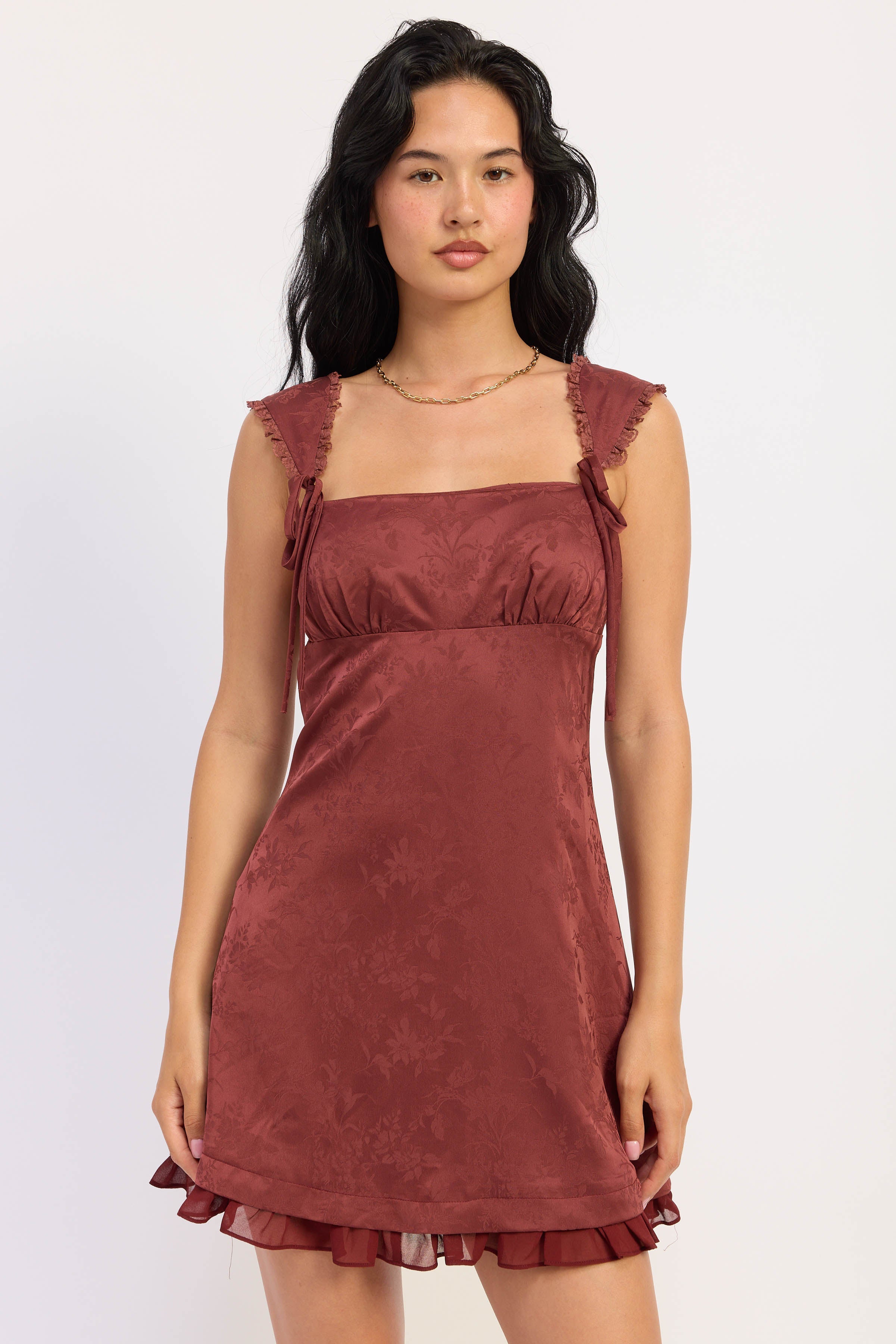 ALAIRA SATIN JACQUARD MINI DRESS
