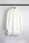 KNIT SWEATER DRESS WITH FRINGED HEM