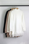KNIT SWEATER DRESS WITH FRINGED HEM