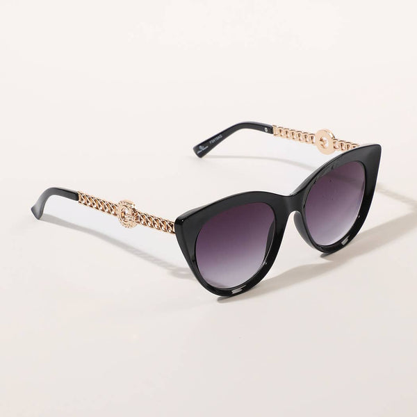 GOLD CHAIN SIDE CAT EYE SUNGLASSES