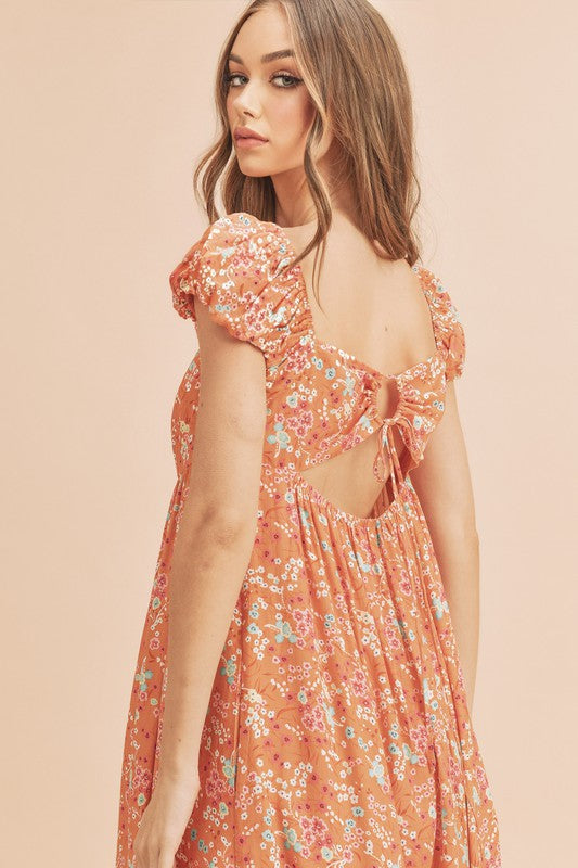 AMELIA CORAL FLORAL DRESS
