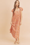 AMELIA CORAL FLORAL DRESS