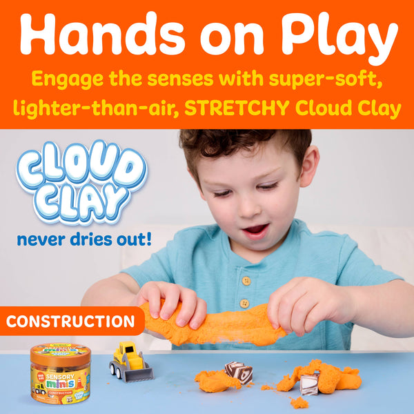 CONSTRUCTION SENSORY MINI PLAY KID JAR WITH CLOUD CLAY