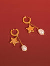 LAURÉA 18K GOLD NON-TARNISH STAR PEARL DROP EARRINGS