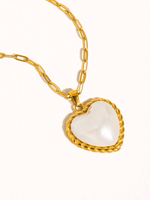 SILOUANE 18K GOLD NON-TARNISH HEART PEARL NECKLACE
