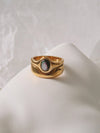 ALOUETTE 18K YELLOW GOLD NON-TARNISH STONE WAVE RING