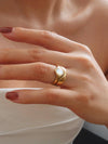 ALOUETTE 18K YELLOW GOLD NON-TARNISH STONE WAVE RING