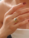 ALOUETTE 18K YELLOW GOLD NON-TARNISH STONE WAVE RING