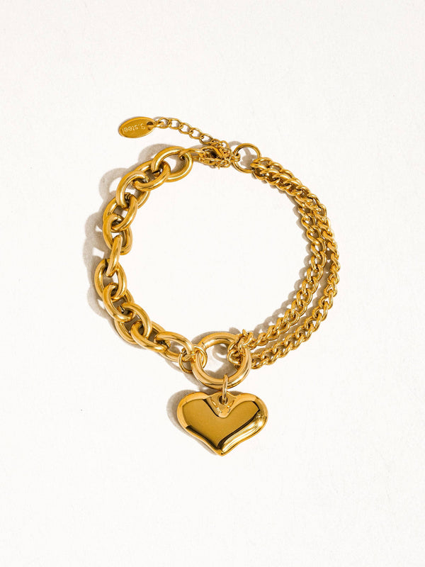 ALLURE 18K GOLD NON-TARNISH HEART CHAIN BRACELET
