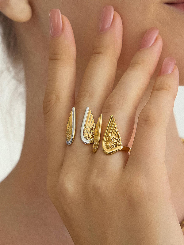 SILVANE 18K GOLD NON-TARNISH ANGEL WING RING