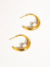 ANTOINE 18K GOLD NON-TARNISH HOOP PEARL EARRING