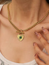 APRÈS 18K GOLD NON-TARNISH GREEN HEART CHAIN NECKLACE