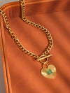 APRÈS 18K GOLD NON-TARNISH GREEN HEART CHAIN NECKLACE