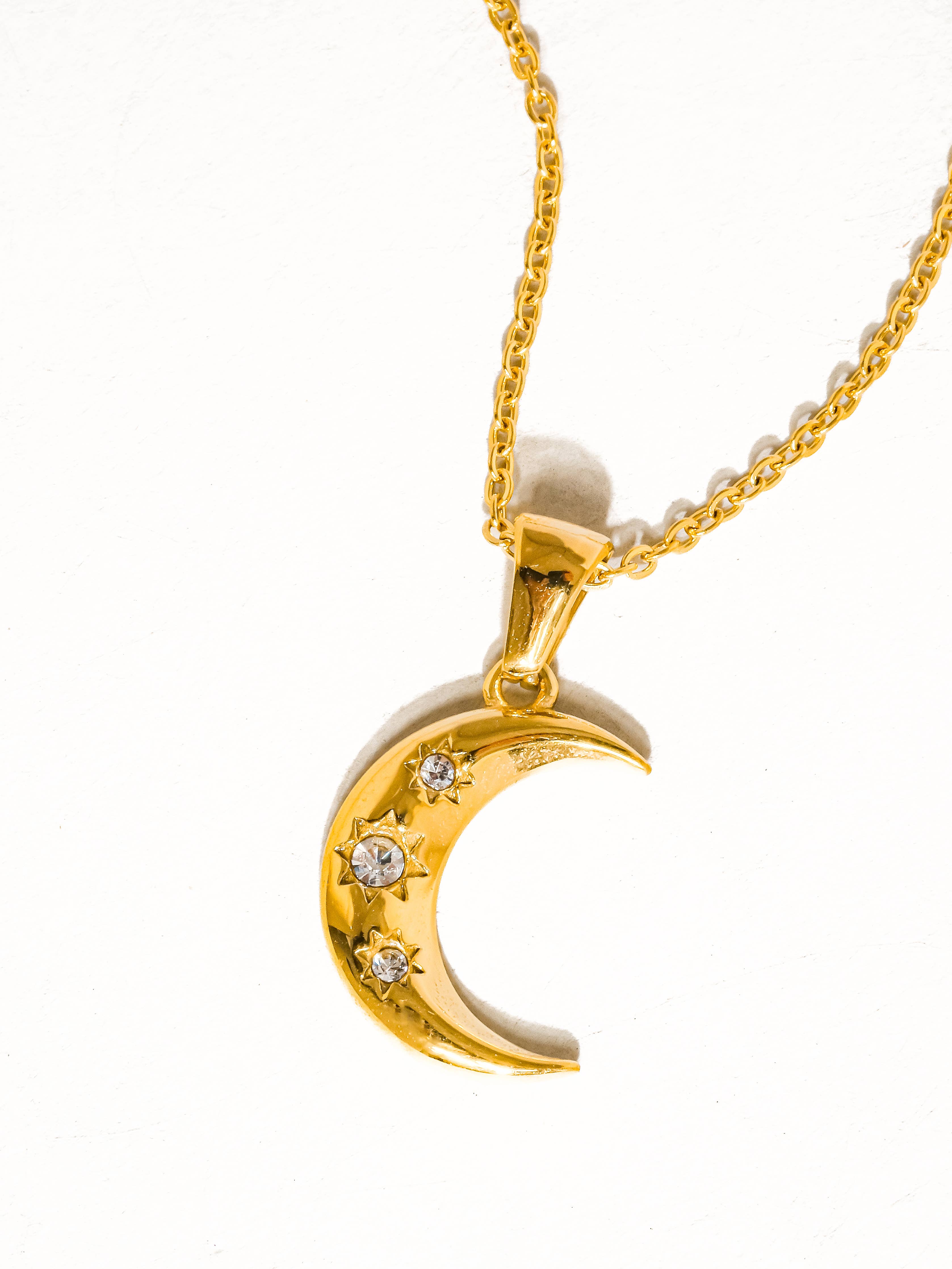 ATLAS 18K GOLD NON-TARNISH HALF OON CZ NECKLACE