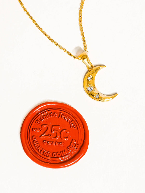 ATLAS 18K GOLD NON-TARNISH HALF OON CZ NECKLACE