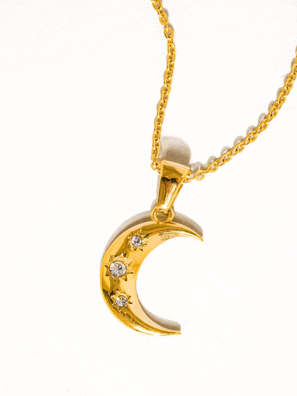 ATLAS 18K GOLD NON-TARNISH HALF OON CZ NECKLACE