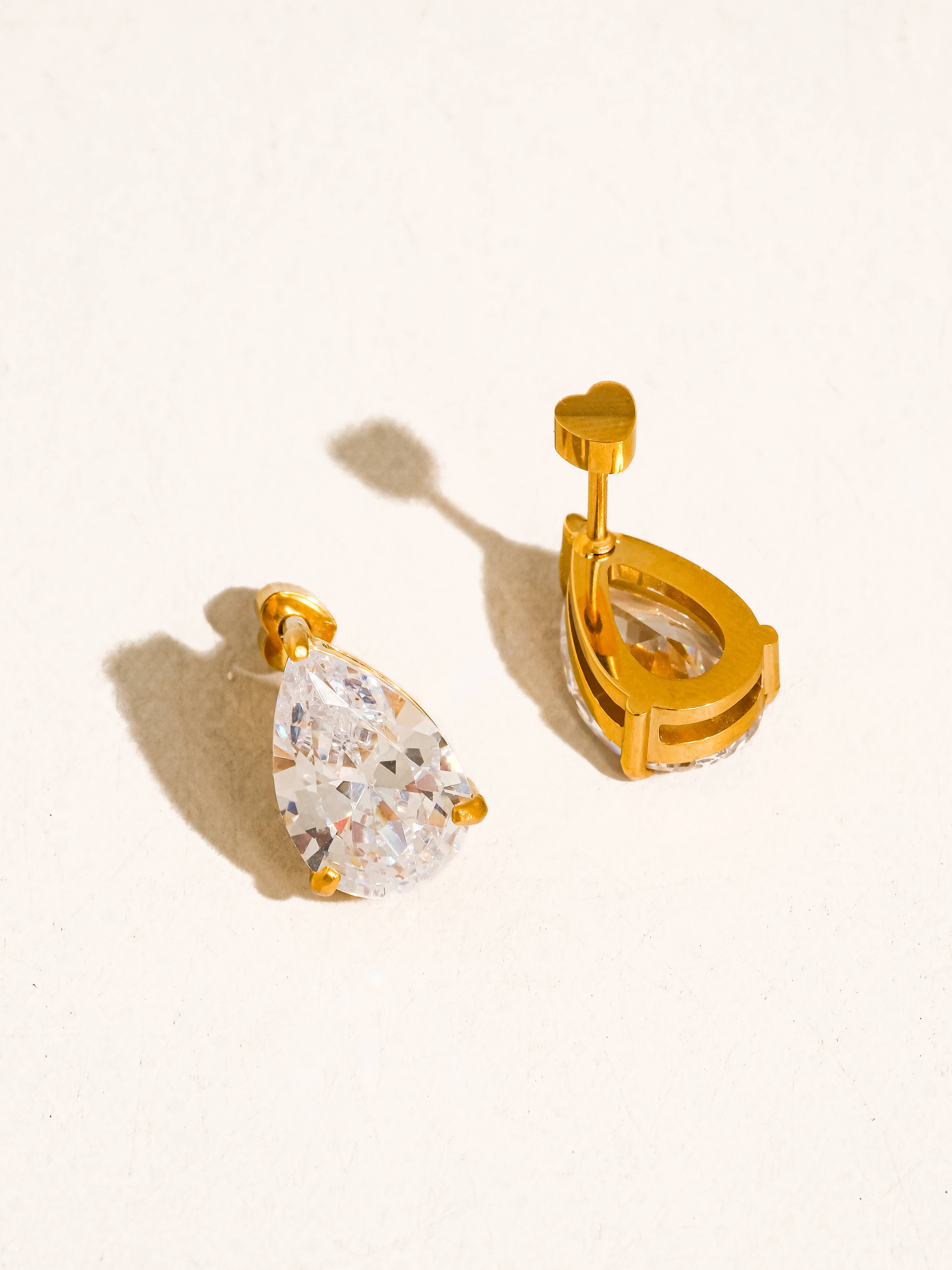 AVENN 18K GOLD NON-TARNISH ROUND CZ FLAT BACK EARRINGS
