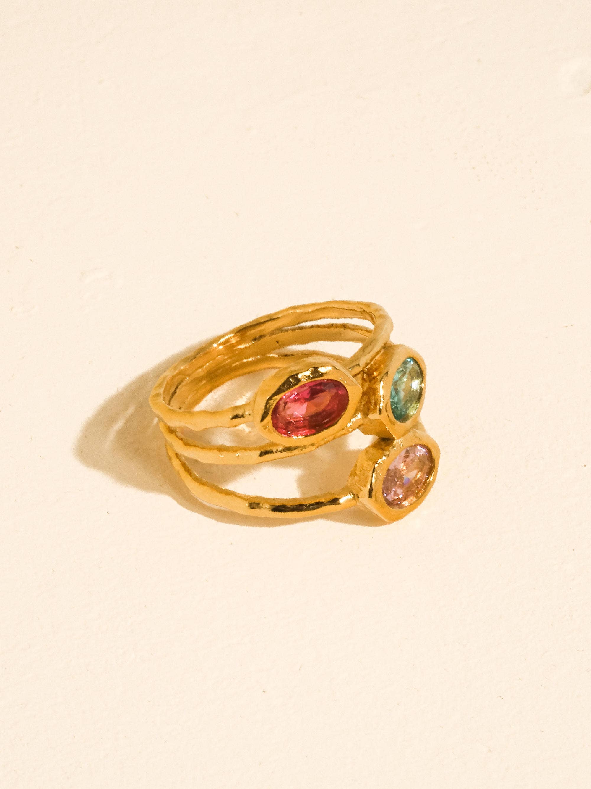 BEAUFAY 18K GOLD NON-TARNISH VINTAGE GEMSTONE RING