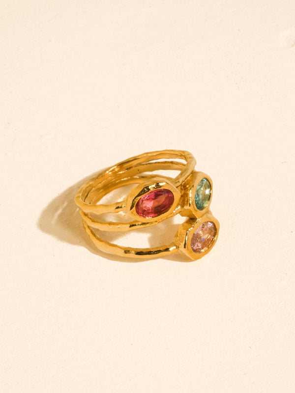 BEAUFAY 18K GOLD NON-TARNISH VINTAGE GEMSTONE RING