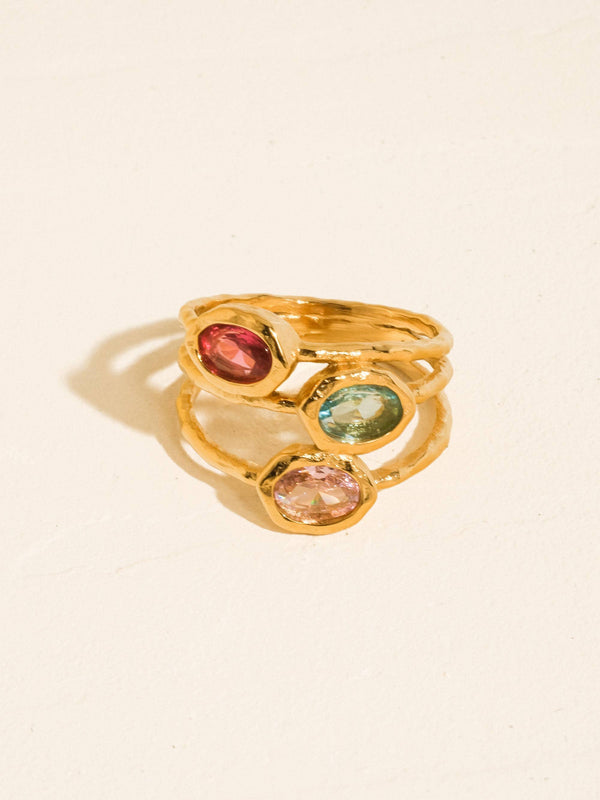 BEAUFAY 18K GOLD NON-TARNISH VINTAGE GEMSTONE RING