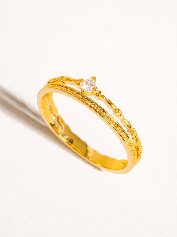 BELEN 18K GOLD CZ THIN RING