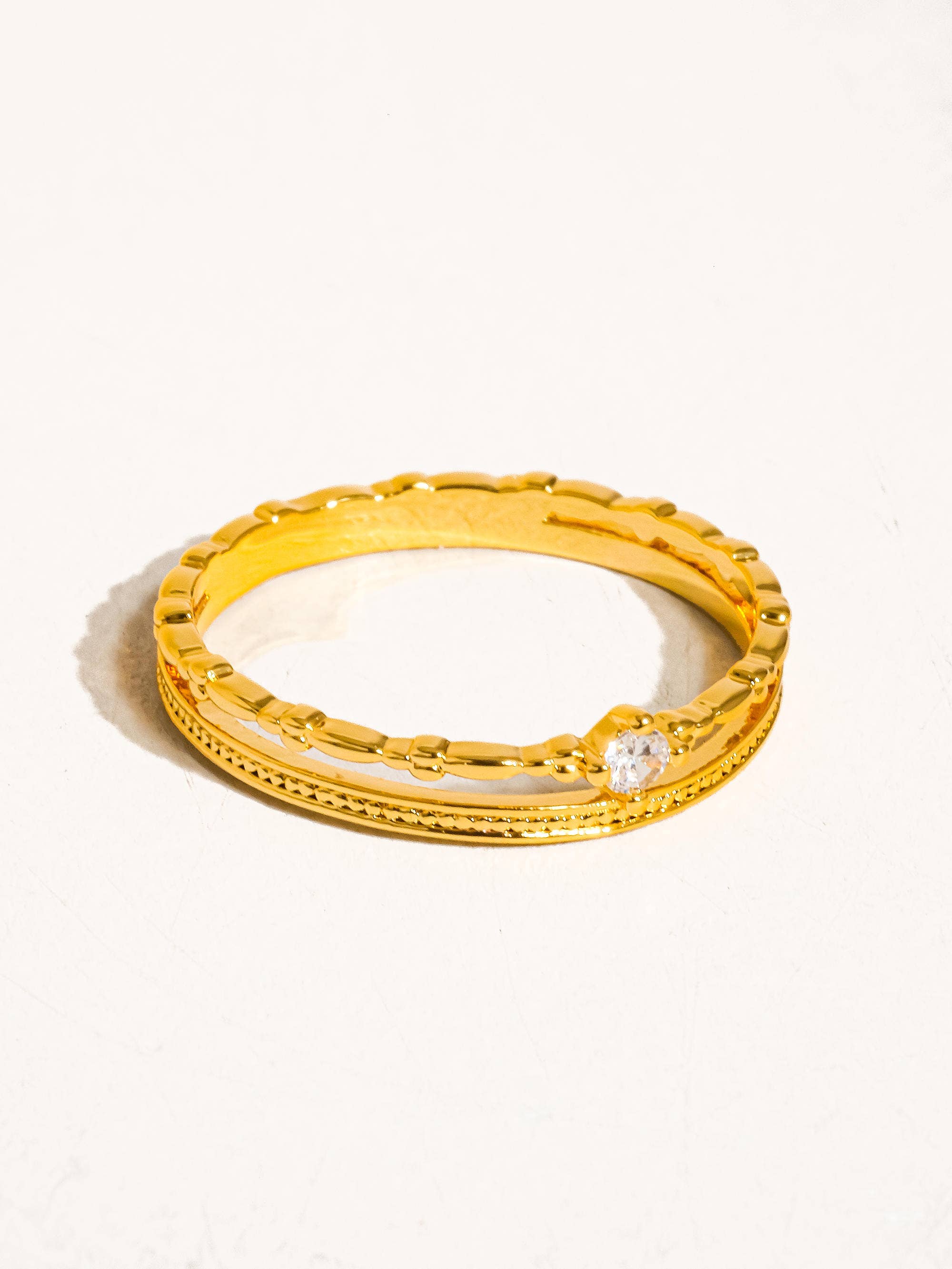 BELEN 18K GOLD CZ THIN RING