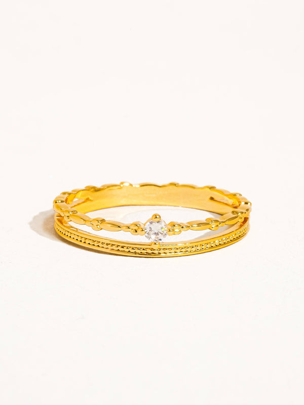 BELEN 18K GOLD CZ THIN RING
