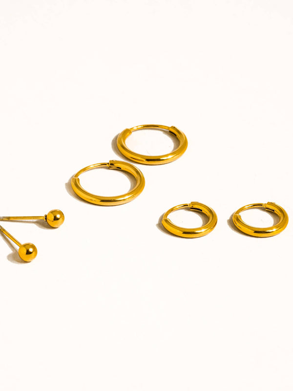 BRIGITTE 18K GOLD NON-TARNISH HOOPS, CIRCLE EARRING