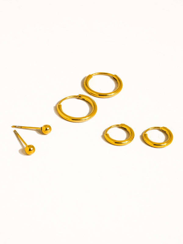 PS - BRIGITTE 18K GOLD NON-TARNISH HOOPS, CIRCLE EARRING - PS