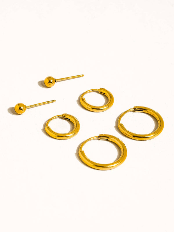 BRIGITTE 18K GOLD NON-TARNISH HOOPS, CIRCLE EARRING