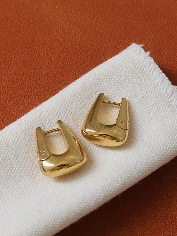 CADANCE 18K GOLD NON-TARNISH GEOMETRIC HOOP EARRINGS