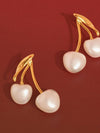 CHÉRIE 18K GOLD NON-TARNISH LARGE PEARL CHERRY EARRINGS