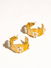 CHARME 18K GOLD NON-TARNISH VINTAGE FLORAL HOOP EARRING