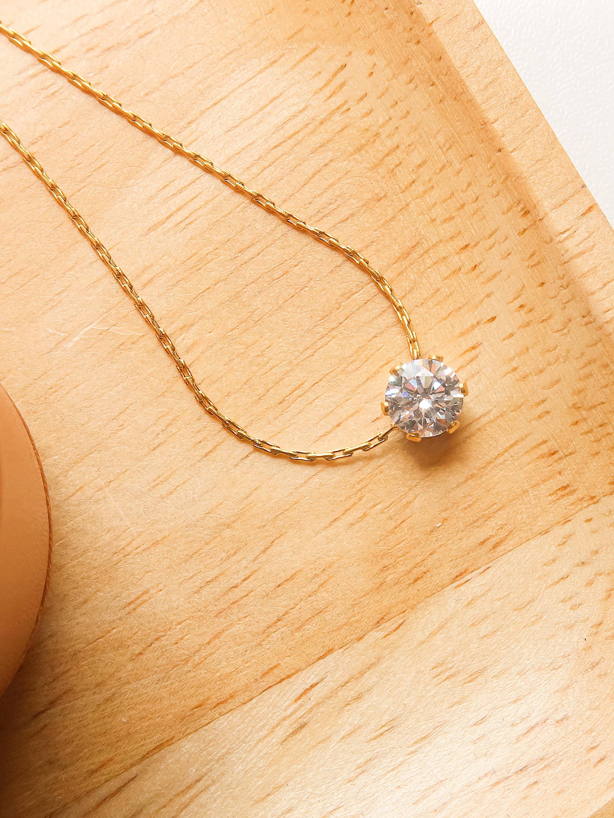 CIARA 18K NON-TARNISH PETITE ROUND CZ NECKLACE
