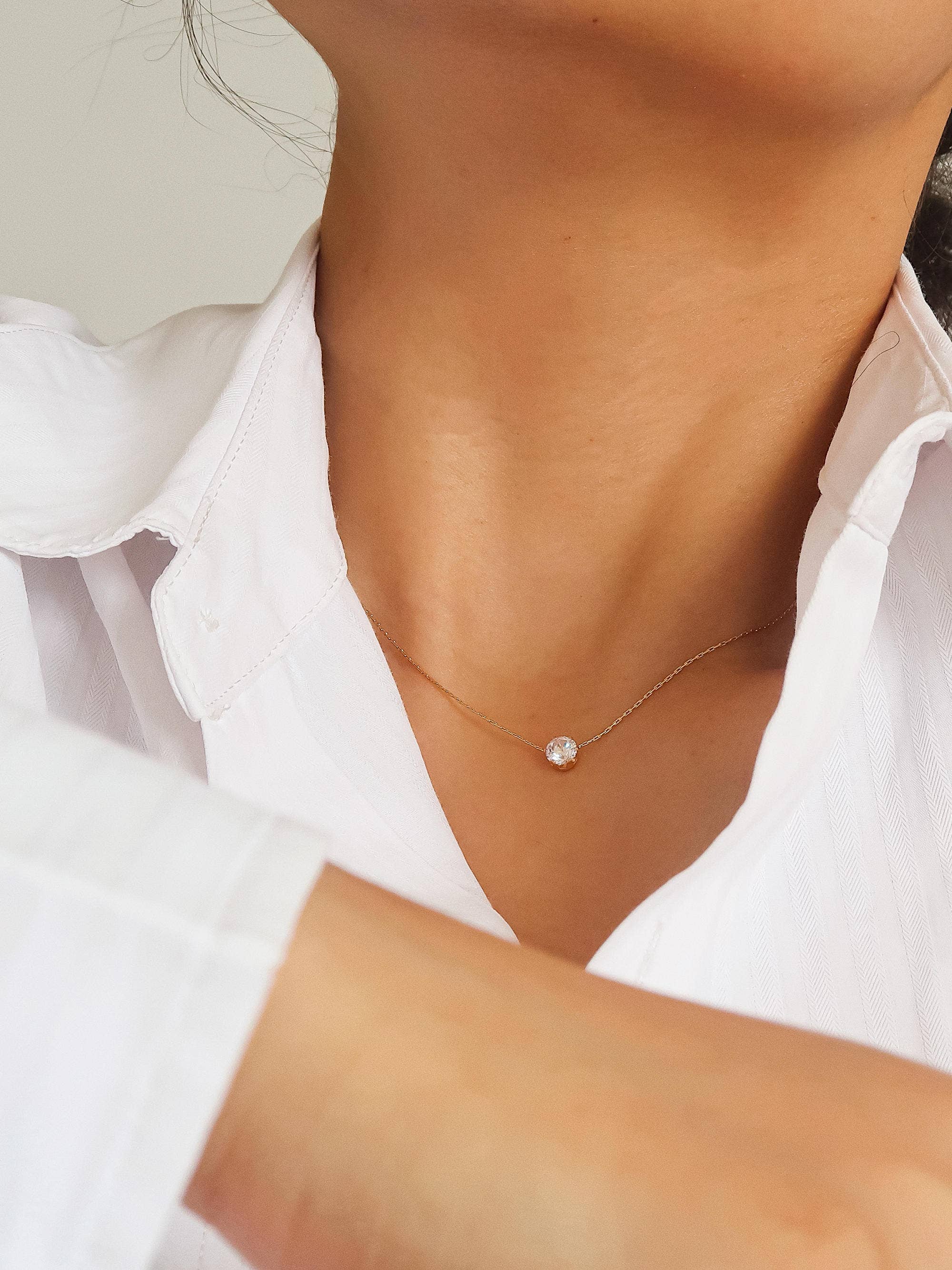 CIARA 18K NON-TARNISH PETITE ROUND CZ NECKLACE