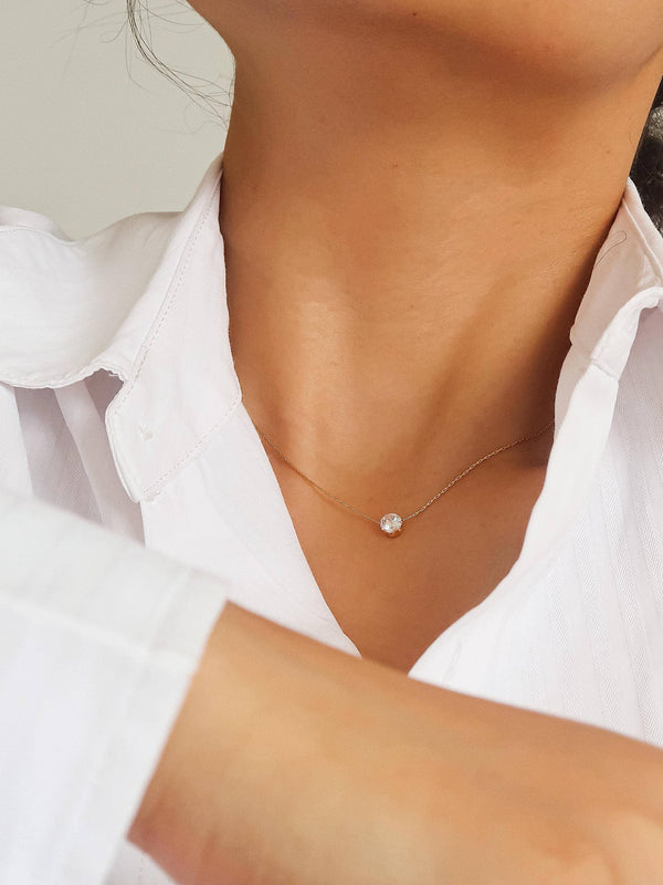 CIARA 18K NON-TARNISH PETITE ROUND CZ NECKLACE