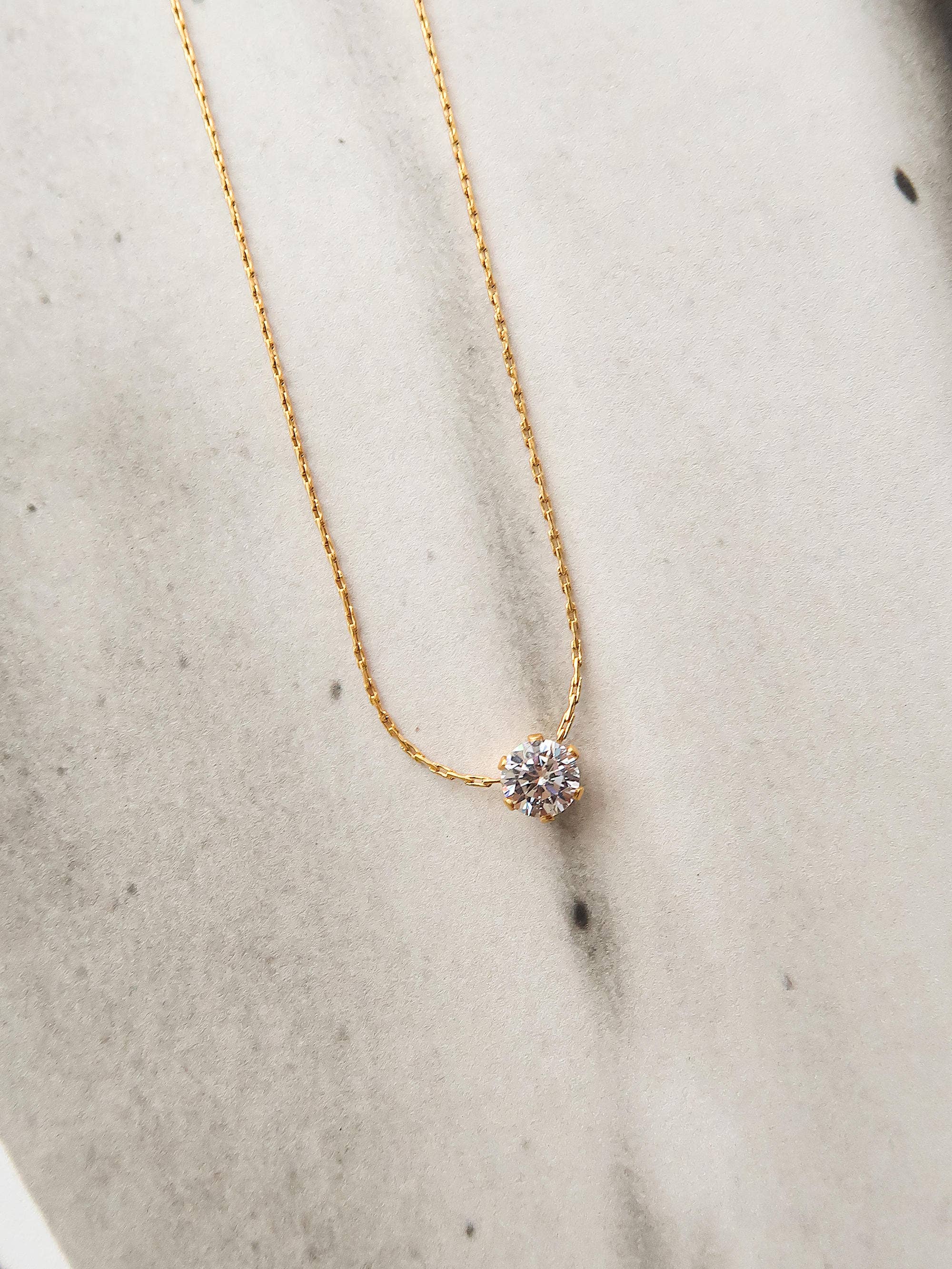 CIARA 18K NON-TARNISH PETITE ROUND CZ NECKLACE