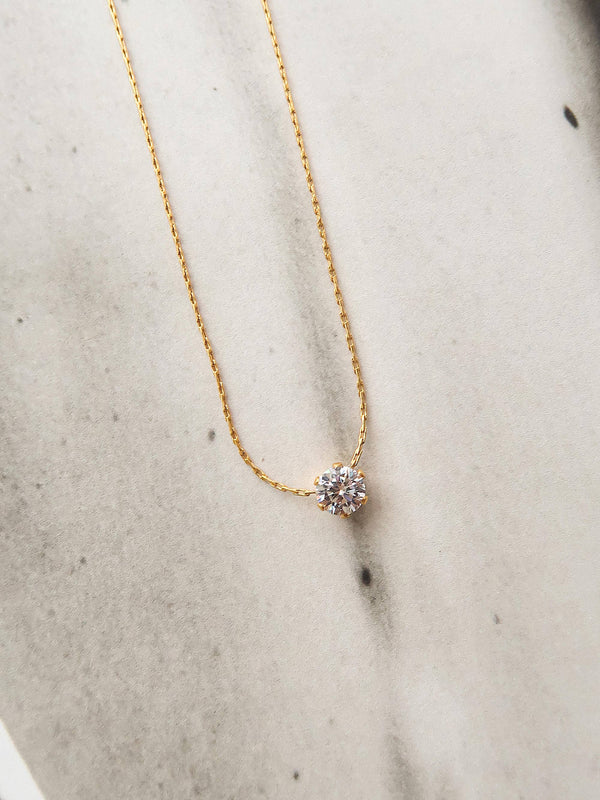 CIARA 18K NON-TARNISH PETITE ROUND CZ NECKLACE