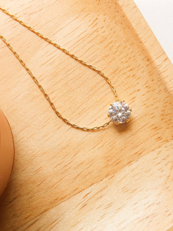 CIARA 18K NON-TARNISH PETITE ROUND CZ NECKLACE