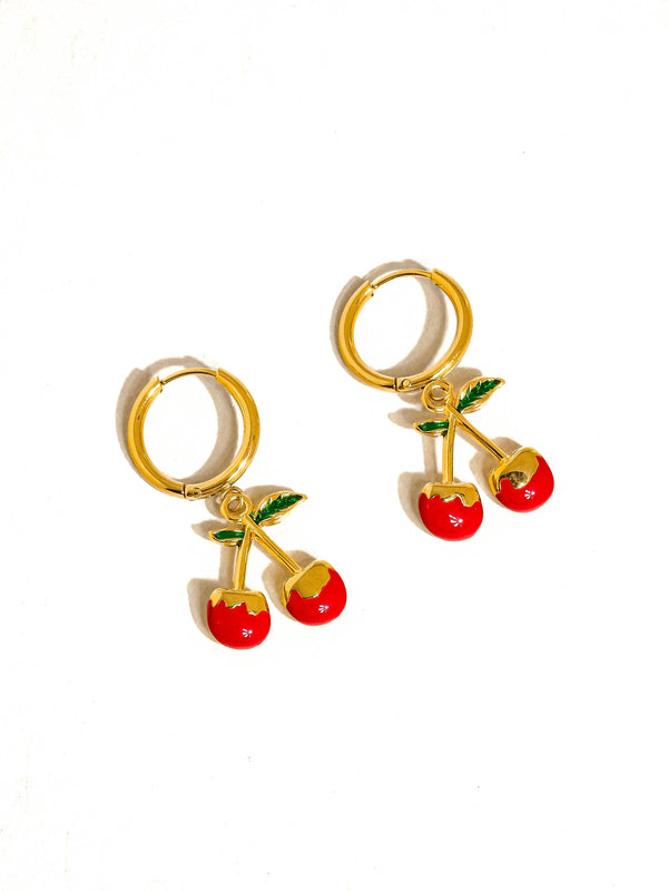 CÔTE 18K GOLD NON-TARNISH VINTAGE CHERRY EARRING